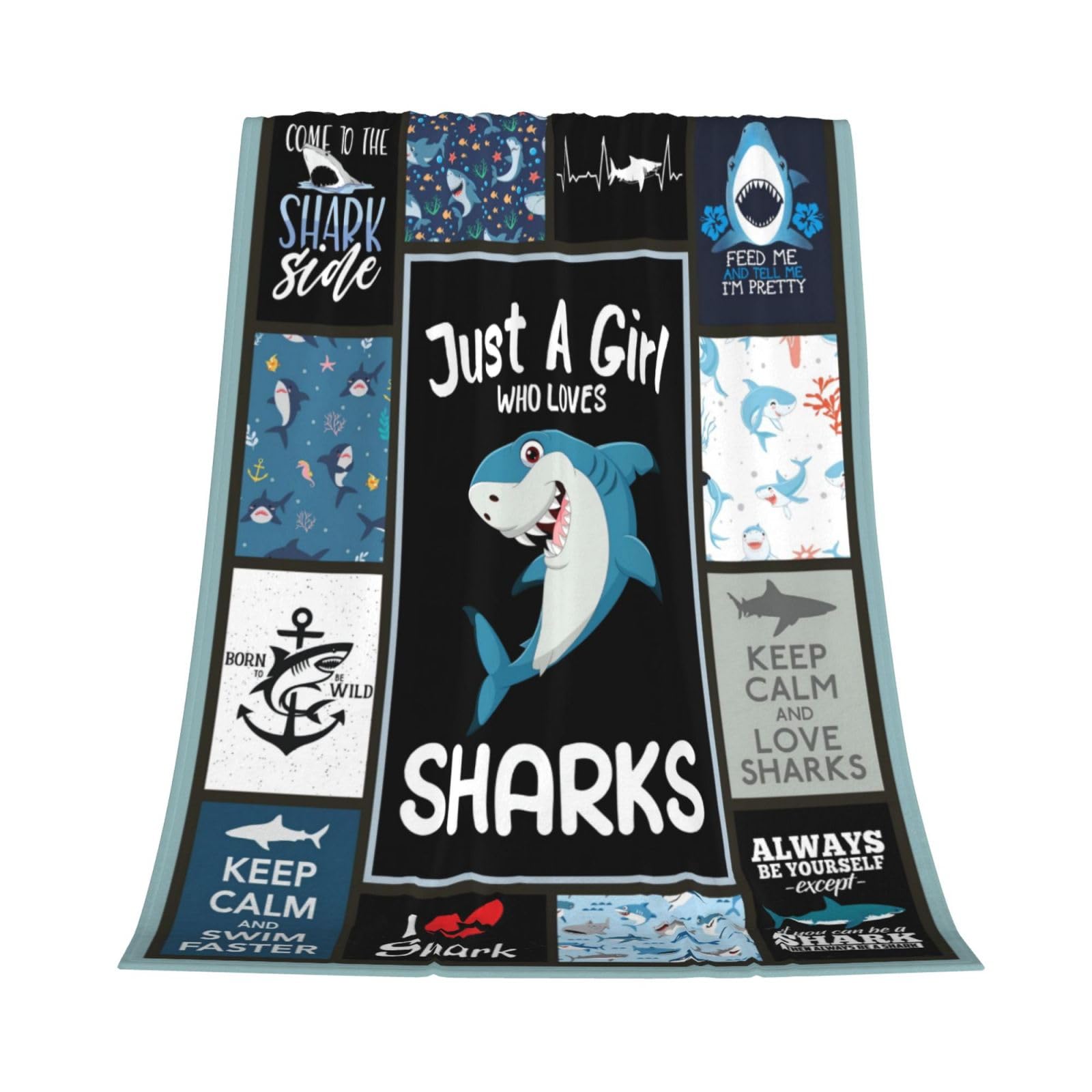 Shark Blanket Super Soft Warm Shark Fleece Throw Blanket Cozy Fluffy Just a Girl Who Loves Sharks Lightweight Flannel Gifts Blankets for Kids Adults 80"X60"