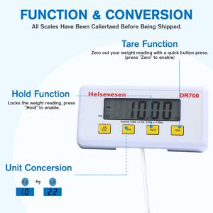 Helsevesen Large Platform Bariatric Scale, 17.75 in/40 cm -700 lb Capacity, Professional Physician Scale W/Remote Display, Wrestling Scale, Fitness & Athletic Scales