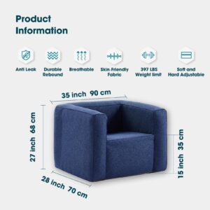 RELXTIME Inflatable Chair Air Couch Outdoor Indoor Sofa,Blow Up Couches for Camping,Patio,Backyards,Livingroom with Air Pump (Blue)