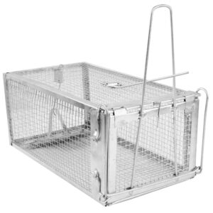 Moclever Humane Rat Trap Rat Trap Cage Humane Live Rodent Trap Cage Live Rat Trap Galvanized Iron Mice Mouse Control Bait Catch w/Detachable U Shaped Rod-10.7"X 5.4"X 4.4"-3PCS