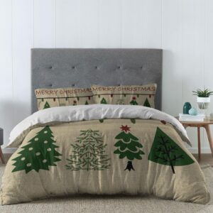 Christmas Comforter Sets California King Size Green Pine Trees Soft Bedding Duvet Cover Sets 3 Pieces Xmas Lights Bedding Set with Comforter Cover and 2 Pillow Cases Bedroom Xmas Decor Gift