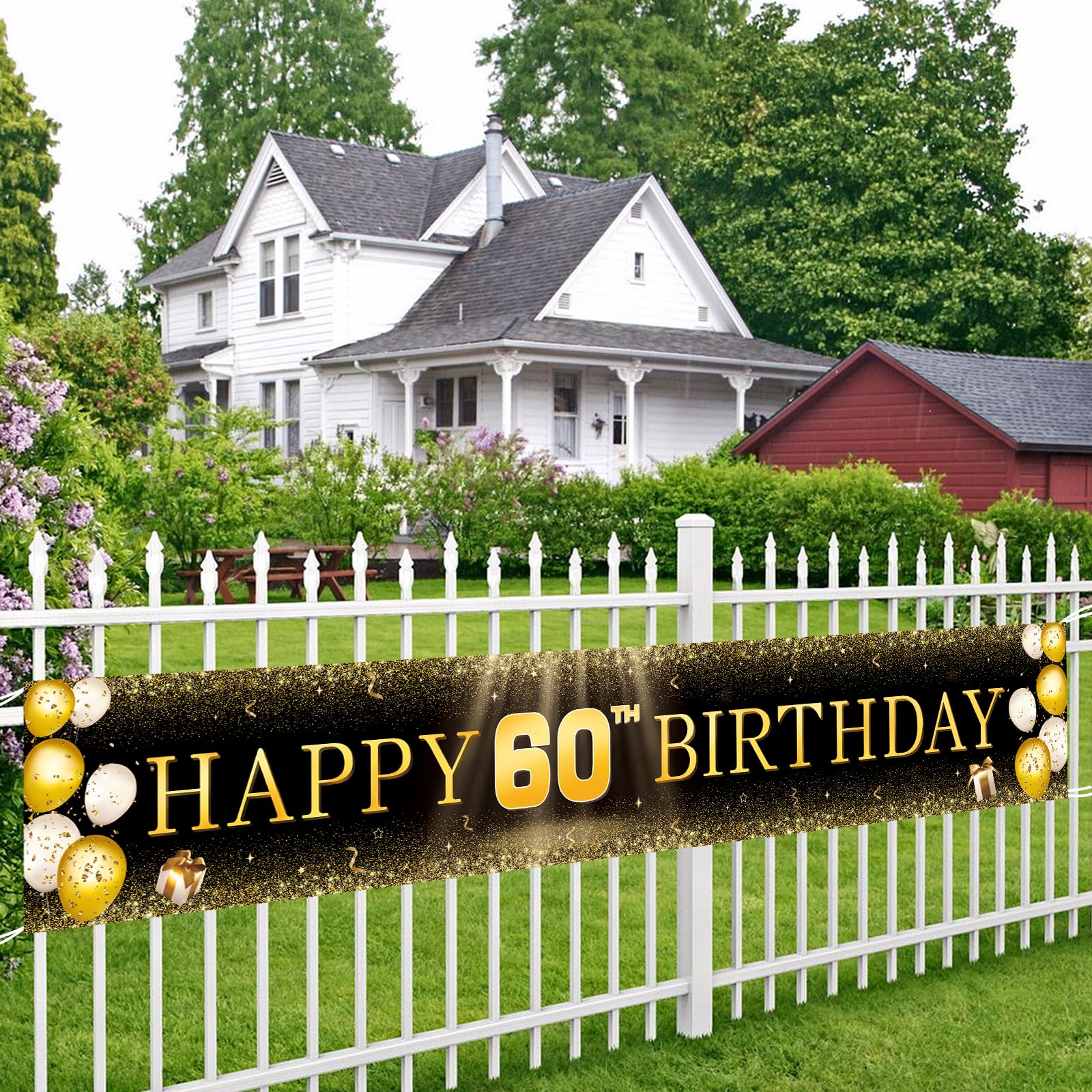 TZSS Large Happy 60th Birthday Banner, Happy 60th Birthday Decorations Yard Signs, 60th Birthday Indoor Outdoor Party Decorations (118" X 20")