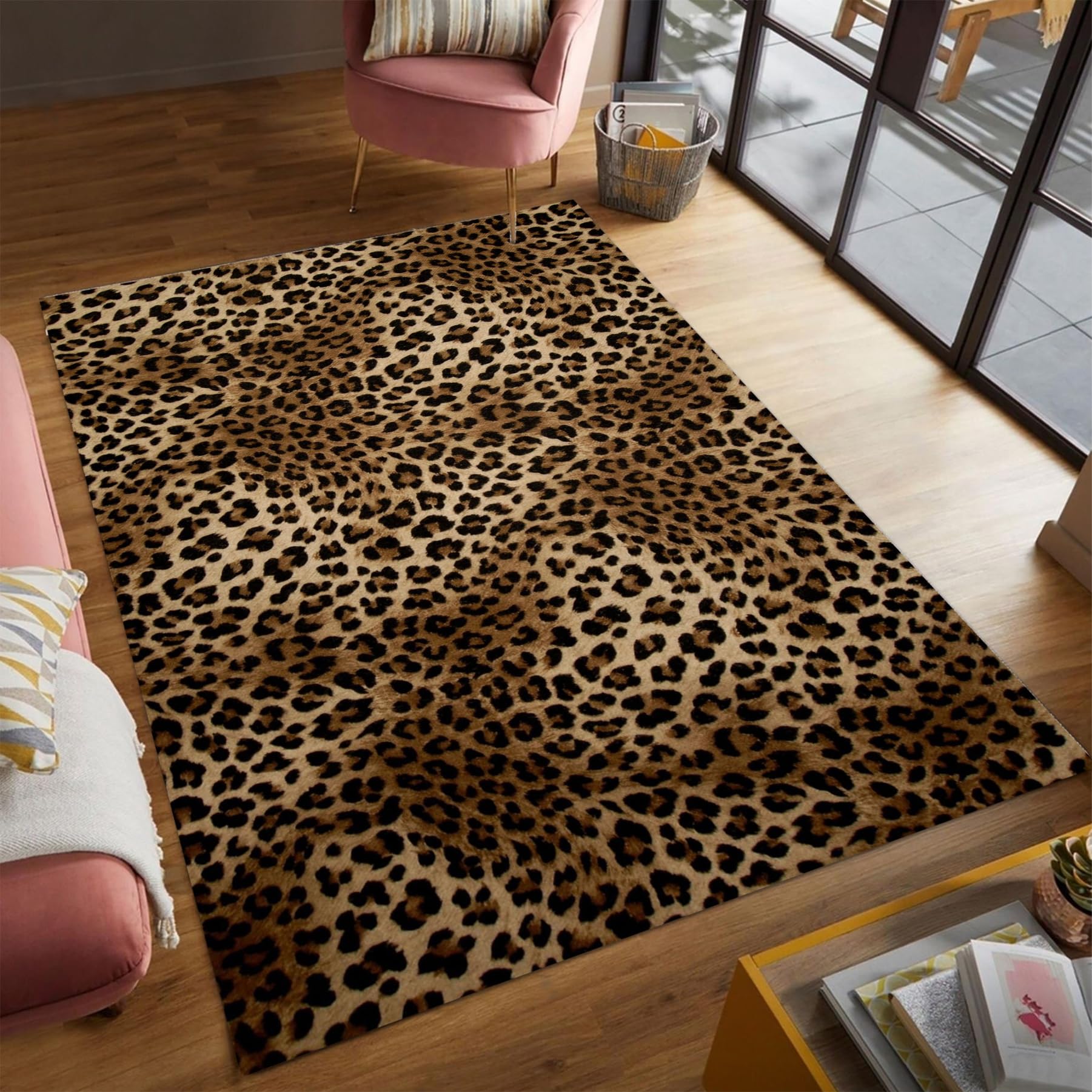 Leopard Print Home Office Rug 1.5x2.5ft/18x30in/45x75cm Soft Modern Indoor Shaggy Area Rug for Bedroom Livingroom Dorm Room - Luxurious and Plush Rug for Ultimate Comfort