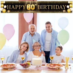 TZSS Large Happy 60th Birthday Banner, Happy 60th Birthday Decorations Yard Signs, 60th Birthday Indoor Outdoor Party Decorations (118" X 20")