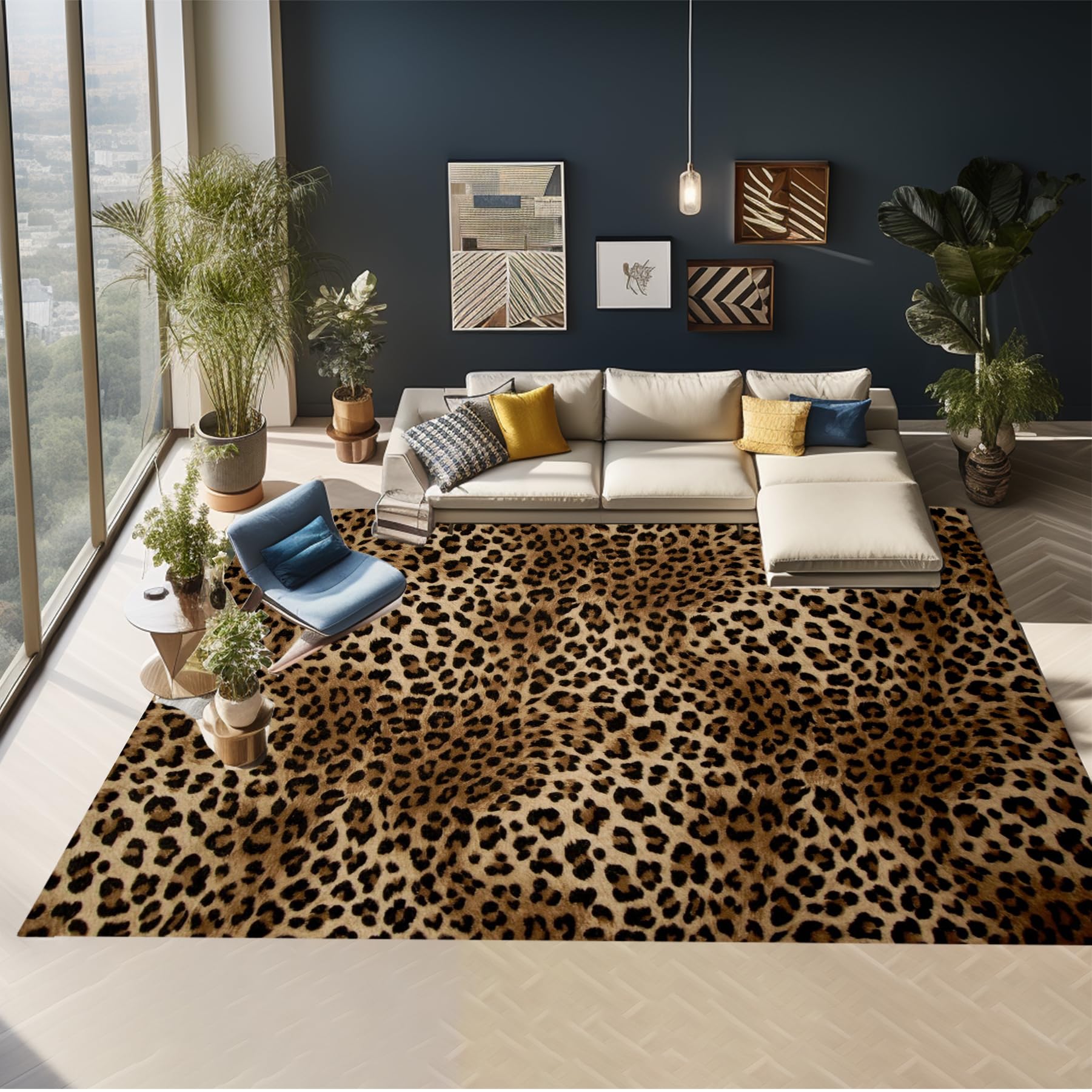 Leopard Print Home Office Rug 1.5x2.5ft/18x30in/45x75cm Soft Modern Indoor Shaggy Area Rug for Bedroom Livingroom Dorm Room - Luxurious and Plush Rug for Ultimate Comfort