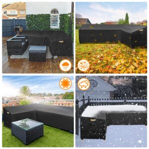 Outdoor Furniture Covers For Winter,600D Heavy Duty Patio L-Shaped Left Facing Outdoor Sectional Sofa Cover,6-Seater Patio Sectional Couch Cover, Outside Lawn Patio Furniture Cover with Air Vent