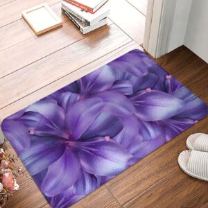 zeraoke outdoor indoor entrance doormats 16x24 inch, purple lily flowers welcome mats for front door non slip absorbent entryway floor mat, washable farmhouse area rug door mat for kitchen decor