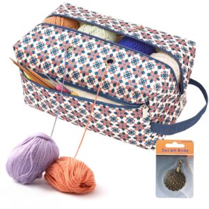 meitward crochet bag with thread cutter, portable knitting bag yarn storage organizer for crochet hooks, knitting needles and other accessories, gift for mom women