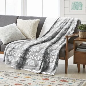 Elephant Blanket Soft Cozy Lightweight Gray Elephant Gifts for Women Adults, Animal Boho Throw Blanket for Couch Sofa Bed Living Room Home Decor 50x60 inch