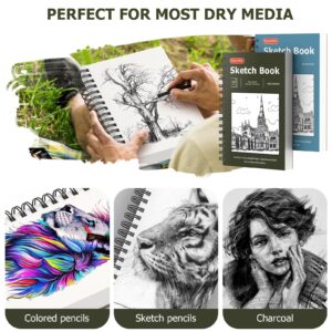 Soucolor 5.5" x 8.5" Sketchbook Pack of 2, 200 Sheets Sketch Book, Spiral Bound Sketch Pad Drawing Book Acid-Free Paper (68lb/100gsm), Painting Sketching Drawing Art Supplies for Adults Kids Teens