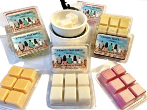 butterscotch bourbon wax melts - strong scent- long lasting - eco-friendly - hand-poured - scented wax tarts - pet friendly - soy melts - 6 cubes per pack - over 100 scensts to choose.