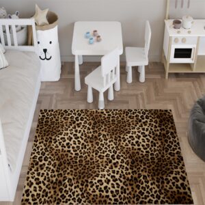 Leopard Print Home Office Rug 1.5x2.5ft/18x30in/45x75cm Soft Modern Indoor Shaggy Area Rug for Bedroom Livingroom Dorm Room - Luxurious and Plush Rug for Ultimate Comfort