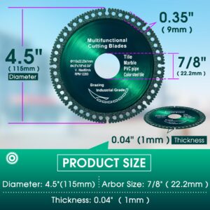 Taoskai ‎5 Pack 4.5 Inch Indestructible Disc for Grinder, Indestructible Disc 2.0 for Angle Grinder 7/8''-Cut Everything in Seconds, Cutting Discs for Smooth Cutting, Chamfering, Grinding Materials