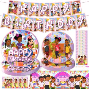 82pcs happy birthday party decorations tableware set for 20 guests, party supplies includes banner plates napkins tablecloth birthday party decorations