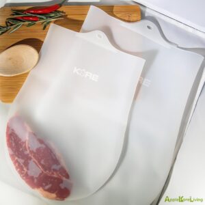 AppleKoreLiving Reusable Sous Vide Bags | Set of 2 BPA Free Bags (X-Large and Large) | Food Grade Silicone Sous Vide | 60% Larger, Thinner and More Flexible than Other Reusable Bags