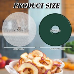 Domensi 12 Pcs Round Dehydrator Sheets Non Stick Silicone Dehydrator Mats with Edges Mesh Dehydrator Trays Reusable Roll Dehydrator Tray Liner for Fruit Meat Beef Kitchen, 13 12.5 Diameter