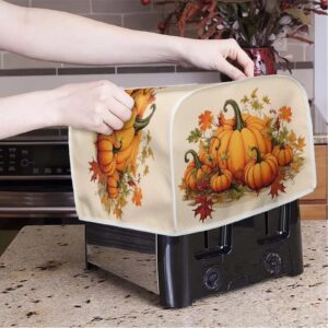 Eheartsgir Maple Leaf Pumpkins Toaster Dust Cover Protector Compatible with 2 Slice Toaster Top Handle Design Heat-Resistant Dust Protection Anti-scratch Home Kitchen Fall Thanksgiving Decor