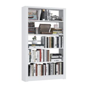 rpaosd metal bookshelf, 69" heavy duty bookcase with 5 adjustable shelves, open shelf bookcase, free-standing library bookshelf for home office, library, bedroom, living room (white)