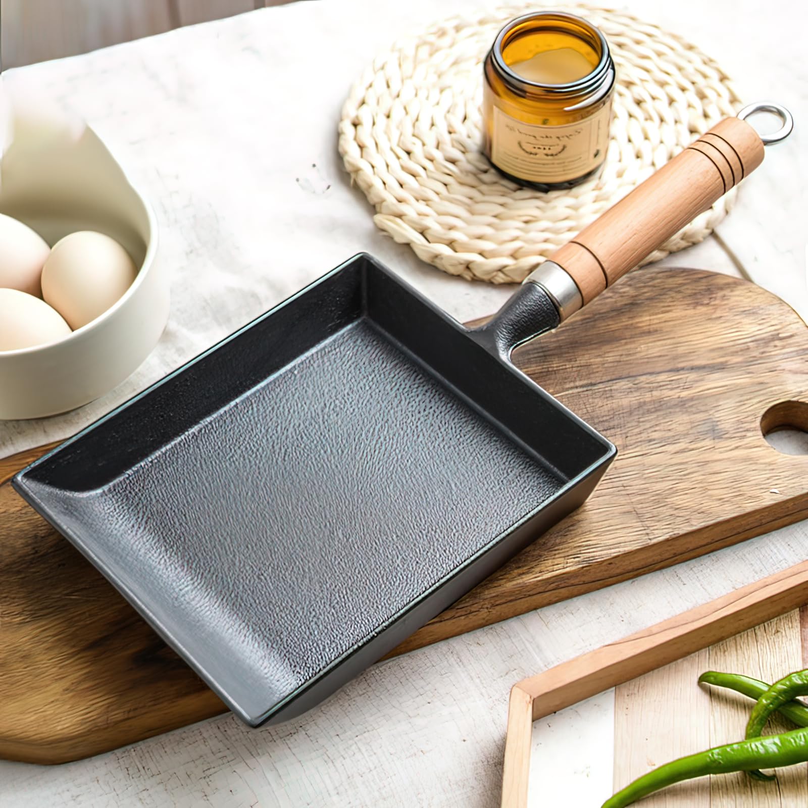 DGleyisu Pre-Seasoned Cast Iron Tamagoyaki Pan - 9x7 Inches | Ideal for Japanese Egg Omelettes