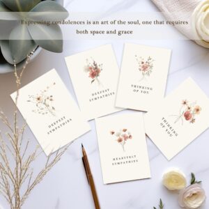 slapaflife Sympathy Cards with Envelopes,Sympathy Cards Set of 48,Condolence Card with Matching Peel-and-Seal Rustic Envelopes,Each Card Comes with Heartfelt Condolences