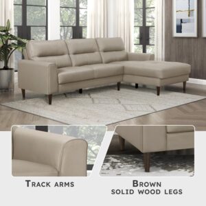 Lexicon Leather Sectional Couches for Living Room, L Shape Couch, Leather Sectional Couch, Modern Couch Sofa Living Room Sofa with Right Chaise for Living Room, Bedroom, Office, Apartment, Latte