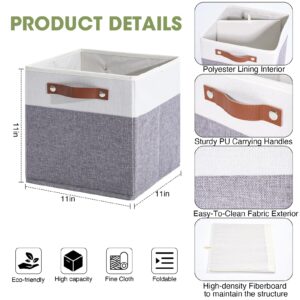 DUHEL Cube Storage Bins 4 Pack,11 Inch Collapsible Storage Bins,Fabric Storage Cubes Can be Usd Closet Organizers and Storage Box Shelf Basket. (White&Grey-4pcs)