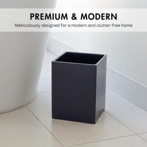 YEW DESIGN Matte Black Square Small Trash Can, 2 Gallons / 7.5L Garbage Can, Waste Basket for Home, Bathrooms, Office, Under Desk, Bedroom, Laundry Room, Kitchen, Kids Room, and Dorm