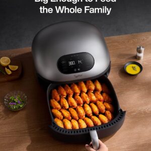 Typhur Dome Air Fryer, No.1 Cooking Speed Large Air Fryer with Superior Airflow, Self-cleaning Smart Digital Air Fryer with Dishwasher Safe Basket for Quick Easy Meals, Up to 32 Chicken Wings Capacity