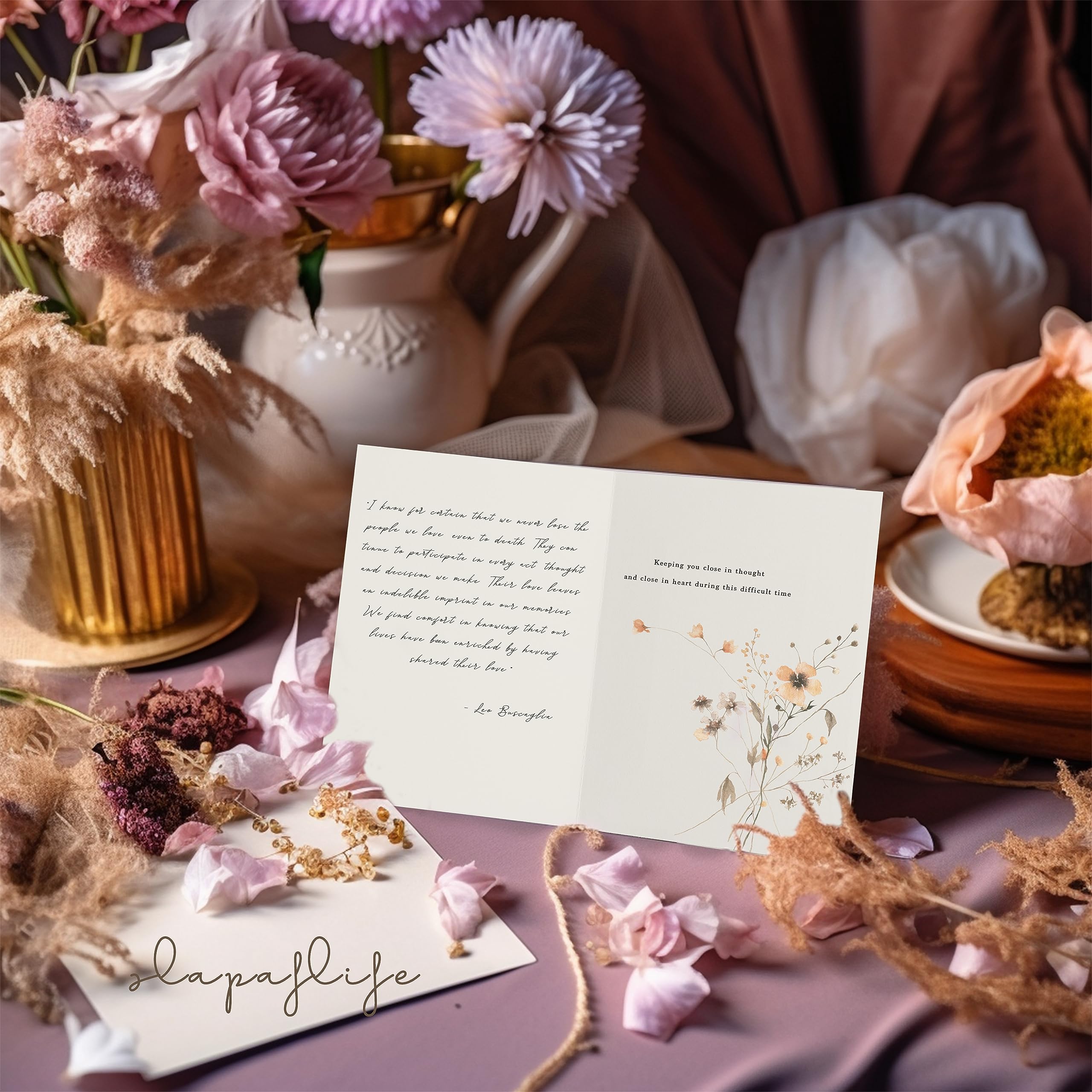 slapaflife Sympathy Cards with Envelopes,Sympathy Cards Set of 48,Condolence Card with Matching Peel-and-Seal Rustic Envelopes,Each Card Comes with Heartfelt Condolences