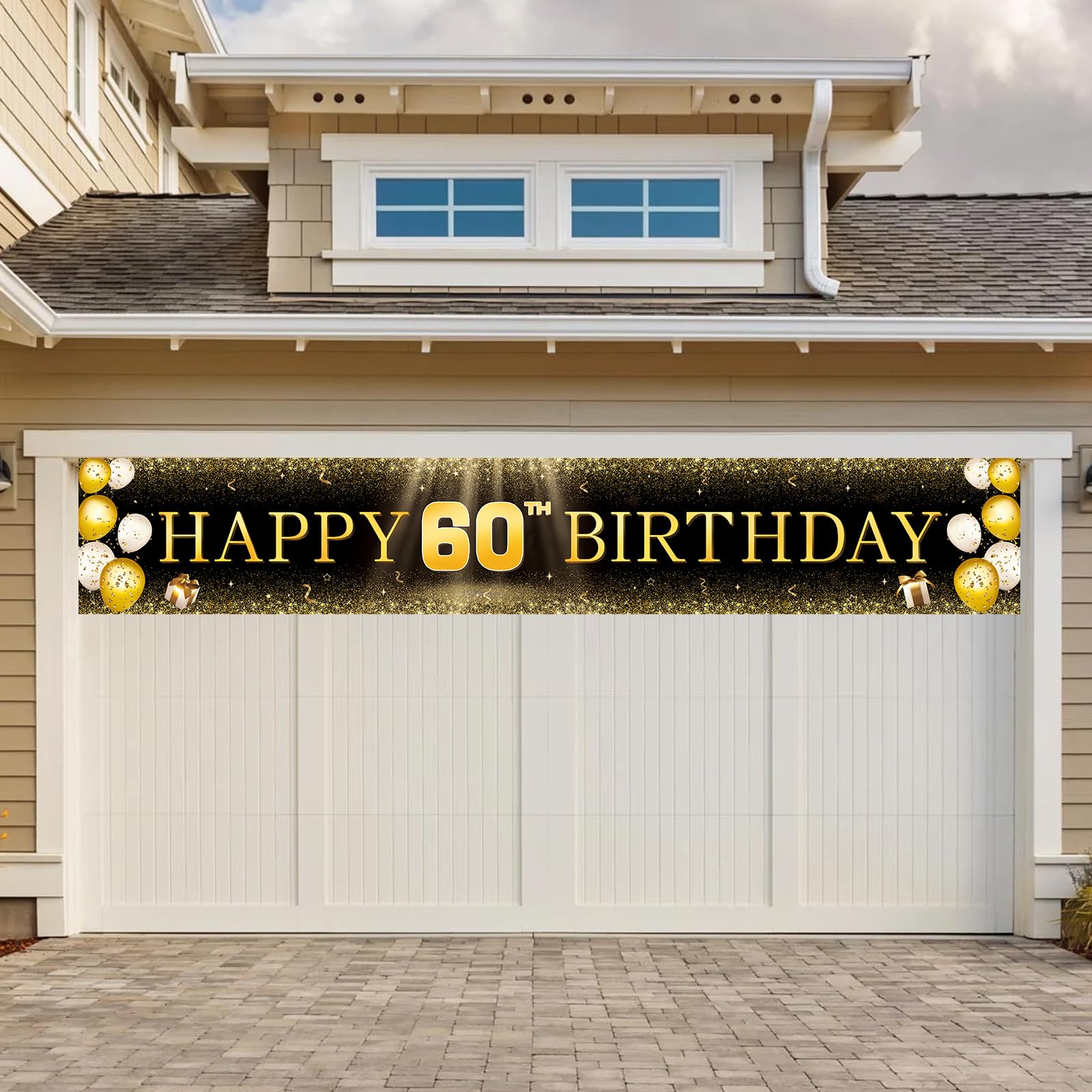 TZSS Large Happy 60th Birthday Banner, Happy 60th Birthday Decorations Yard Signs, 60th Birthday Indoor Outdoor Party Decorations (118" X 20")