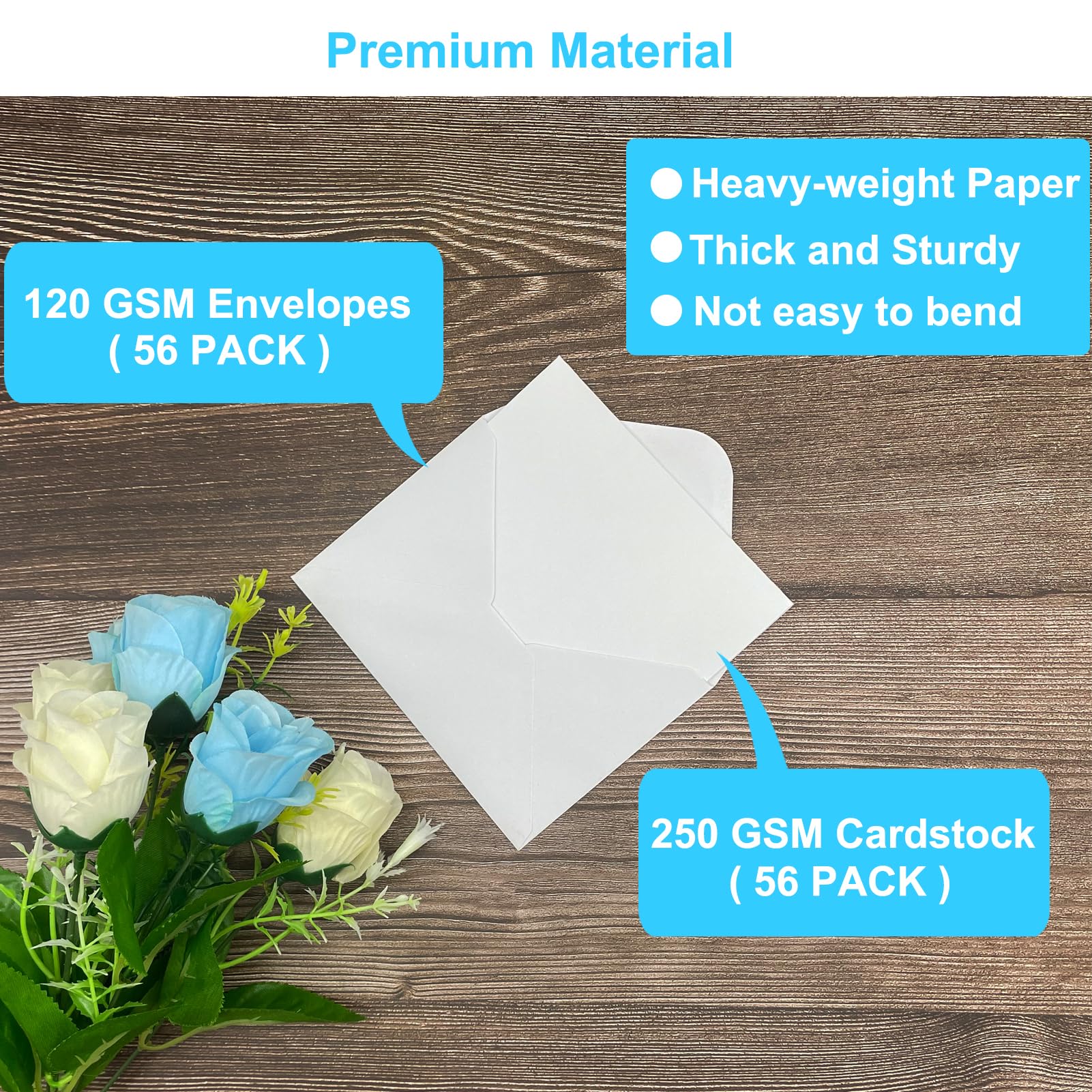 56 Pack Blank Cards and Envelopes 4x6, White Blank Note Cards Greeting Cards and Envelopes Set, Folded Cardstock with Envelopes for DIY Greeting Cards, Thank You Cards, Invitations in All Occasions