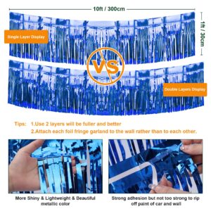 3 Pack 10 Feet Fringe Float Banner Curtains Metallic Foil Fringe Garland Shiny Tassel Foil Float, Parade Float Decorations for Trailer Car Graduation Homecoming Birthday Party (Royal Blue)