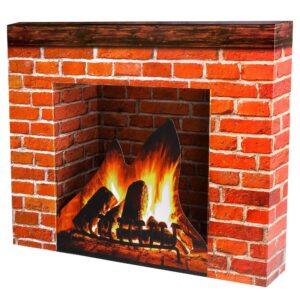 christmas cardboard fireplace prop- 3d artificial red brick cardboard fireplace- brick fireplace stand-up- fake fireplace backdrop for christmas decoration