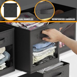 SpaceAid Storage Cubes with Clear Windows, Set of 6 Fabric Bins, 11 Inch Foldable Baskets Boxes for Closet, Cubby Shelf or Cube Storage Organizer, Black