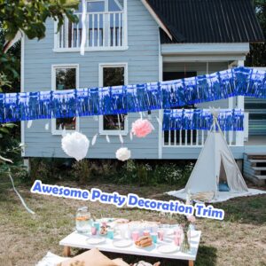 3 Pack 10 Feet Fringe Float Banner Curtains Metallic Foil Fringe Garland Shiny Tassel Foil Float, Parade Float Decorations for Trailer Car Graduation Homecoming Birthday Party (Royal Blue)