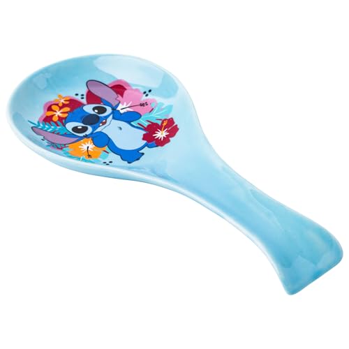 Silver Buffalo Lilo and Stitch Sweet Face Flower Patch Ceramic Spoon Rest