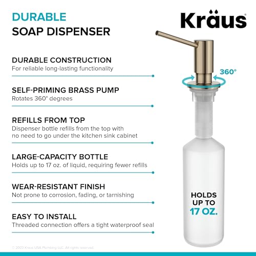 KRAUS Kitchen Soap and Lotion Dispenser in Spot-Free Antique Champagne Bronze, KSD-43SFACB