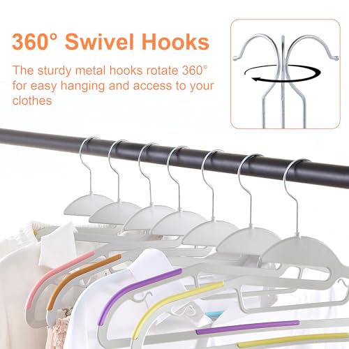 VECELO 25 Pack Coat Hangers, Premium Quality Plastic Suit Clothes Hanger, Non-Slip, Heavy-Duty, S-Shaped Opening, 360º Swivel Hook, Space-Saving for Bedroom Closet