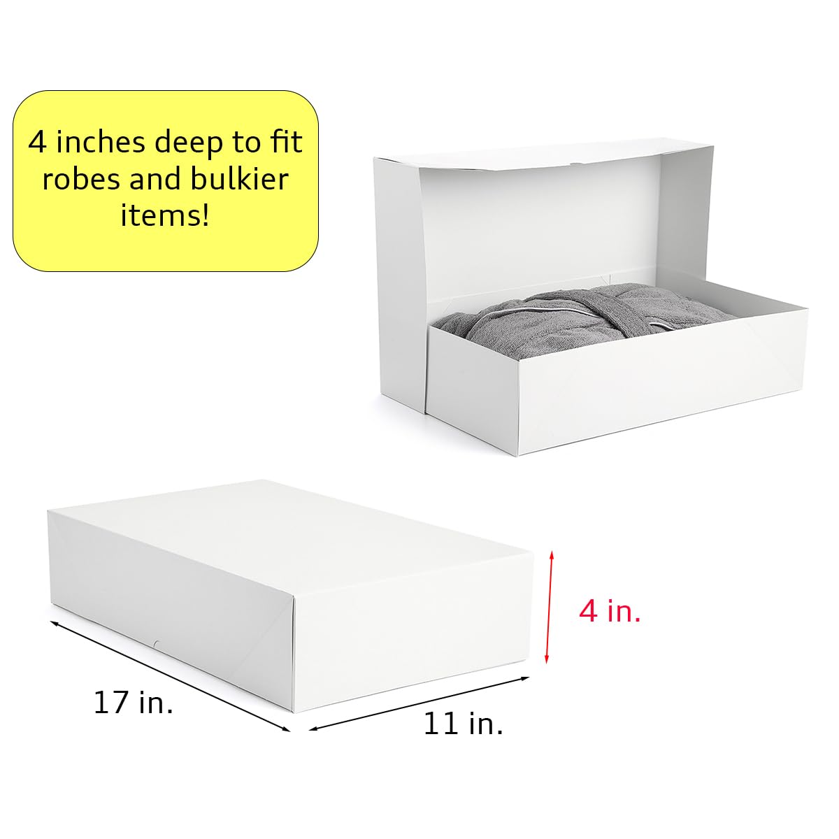 NATIVICO 12 Premium Large Gift Boxes for Presents - Extra Large White Gift Boxes with Lids - 4-inch Deep Large Gift Box Good for Robes and Bulky Items