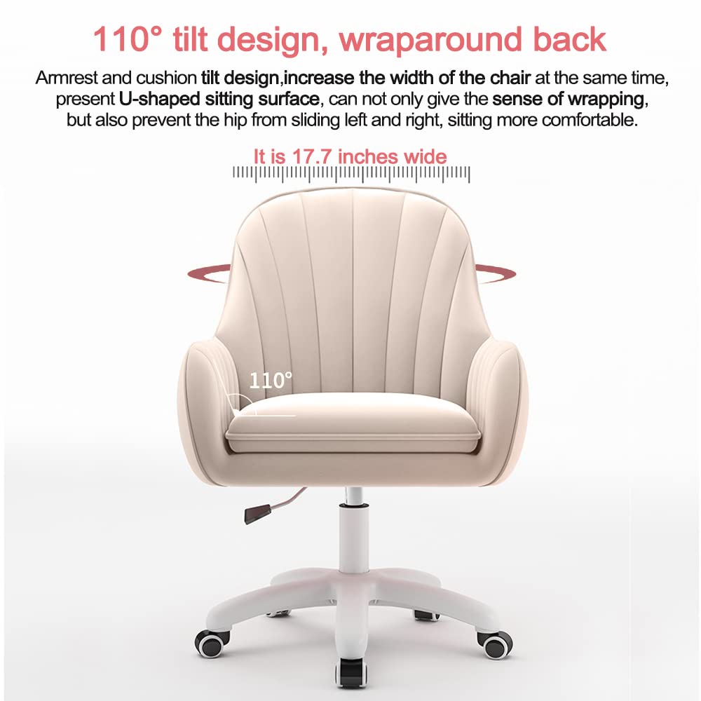 XUEGW Home Office Chair Computer Chair with Mid-Back Upholstered Modern Tufted Computer Task Chair Swivel Height Adjustable Velvet Accent Chair.