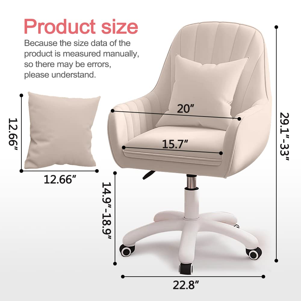 XUEGW Home Office Chair Computer Chair with Mid-Back Upholstered Modern Tufted Computer Task Chair Swivel Height Adjustable Velvet Accent Chair.