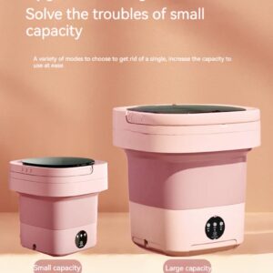 11L/370oz Powerful Portable Washing Machine, Foldable Mini Washer for Baby Clothes,Underwear, Small Items,3 Modes - Apartment,Dorm,Camping,Travel (Pink-A)