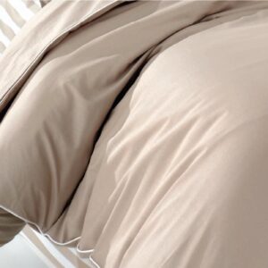 via bianco Plaist Duvet Cover King Size,3 Pieces Bedding Sets, 144 Thread Count 30/1 100% Cotton Duvet Cover with 2 Pillowcases Ultra Soft&Breathable Brown