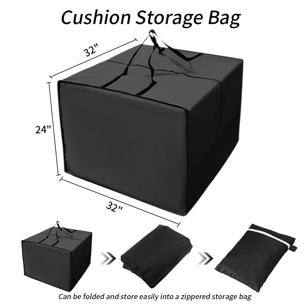 Outdoor Cushion Storage Bag, Outdoor Patio Cushion Storage Bags, Patio Furniture Cover with Zipper and Handles, Large Outdoor Cushion Storage Bag (32 * 32 * 24inch)