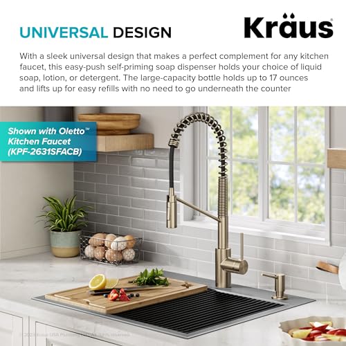 KRAUS Kitchen Soap and Lotion Dispenser in Spot-Free Antique Champagne Bronze, KSD-43SFACB