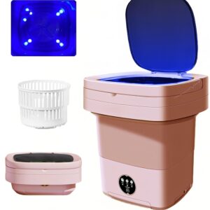 11l/370oz powerful portable washing machine, foldable mini washer for baby clothes,underwear, small items,3 modes - apartment,dorm,camping,travel (pink-a)