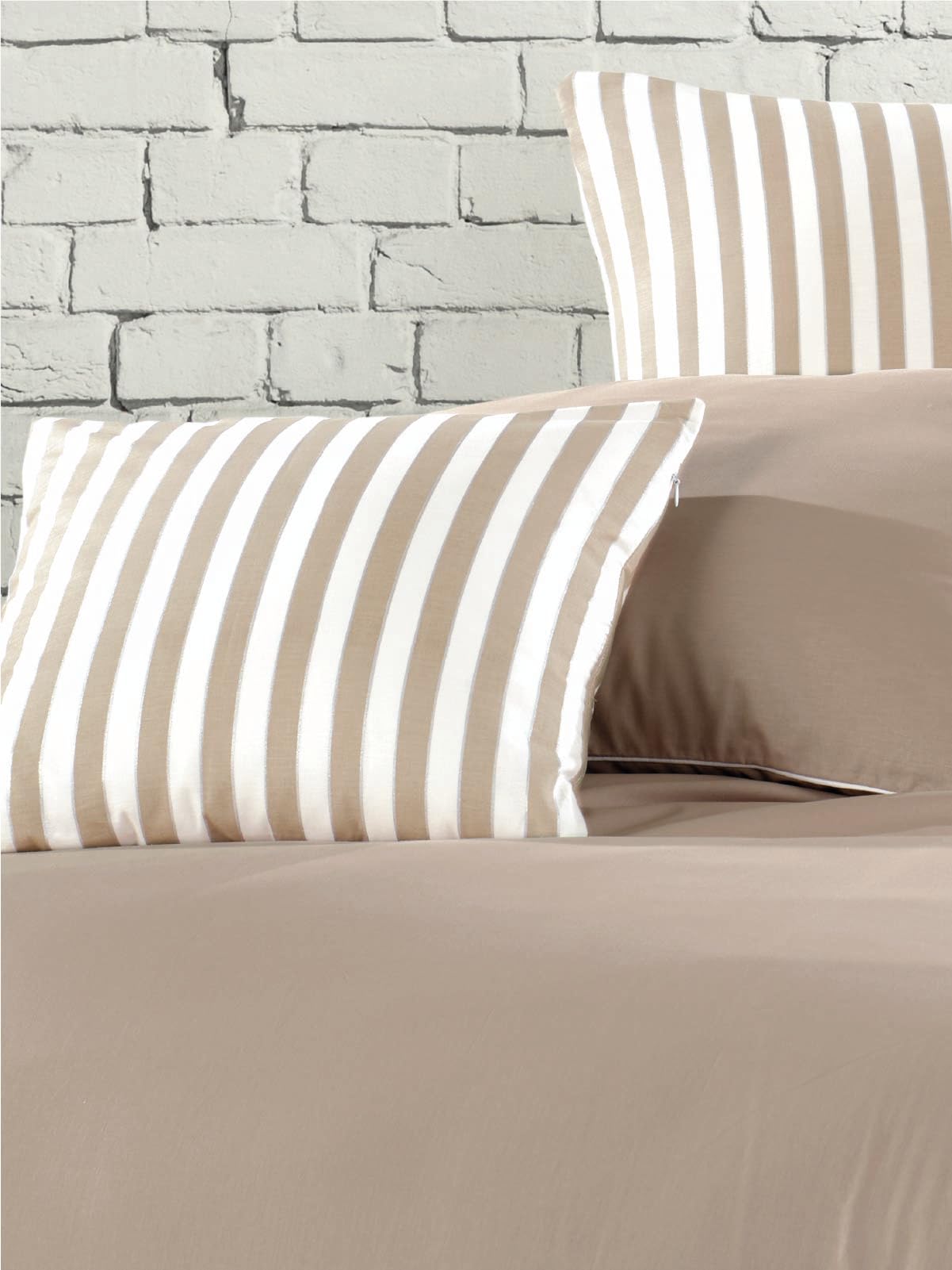 via bianco Plaist Duvet Cover King Size,3 Pieces Bedding Sets, 144 Thread Count 30/1 100% Cotton Duvet Cover with 2 Pillowcases Ultra Soft&Breathable Brown