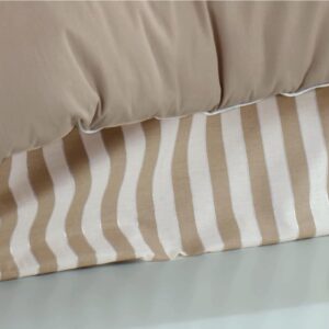 via bianco Plaist Duvet Cover King Size,3 Pieces Bedding Sets, 144 Thread Count 30/1 100% Cotton Duvet Cover with 2 Pillowcases Ultra Soft&Breathable Brown