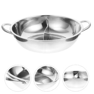 mandarin pot hot pot divided pan stainless steel sauce pan with lid fry pan with lid stainless steel fry pan korean cookware Stainless Steel Pot Household Cooking Utensil Suki