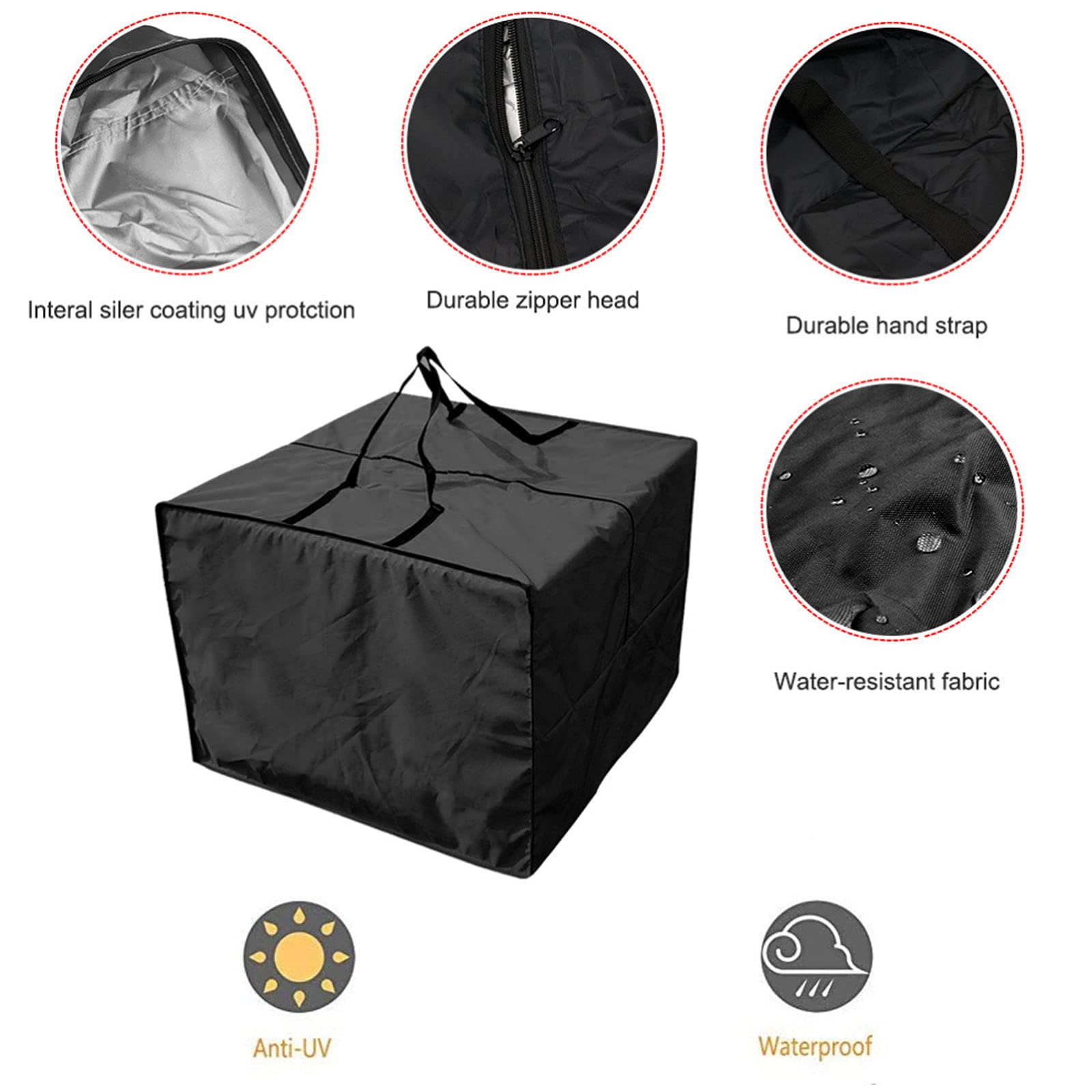 Outdoor Cushion Storage Bag, Outdoor Patio Cushion Storage Bags, Patio Furniture Cover with Zipper and Handles, Large Outdoor Cushion Storage Bag (32 * 32 * 24inch)